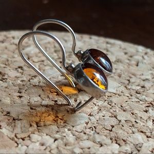 Amber & Sterling Silver Earrings